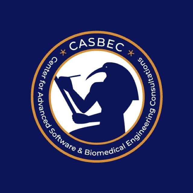 The redesigned CASBEC emblem — a bold navy Thoth silhouette in a clean gold ring
