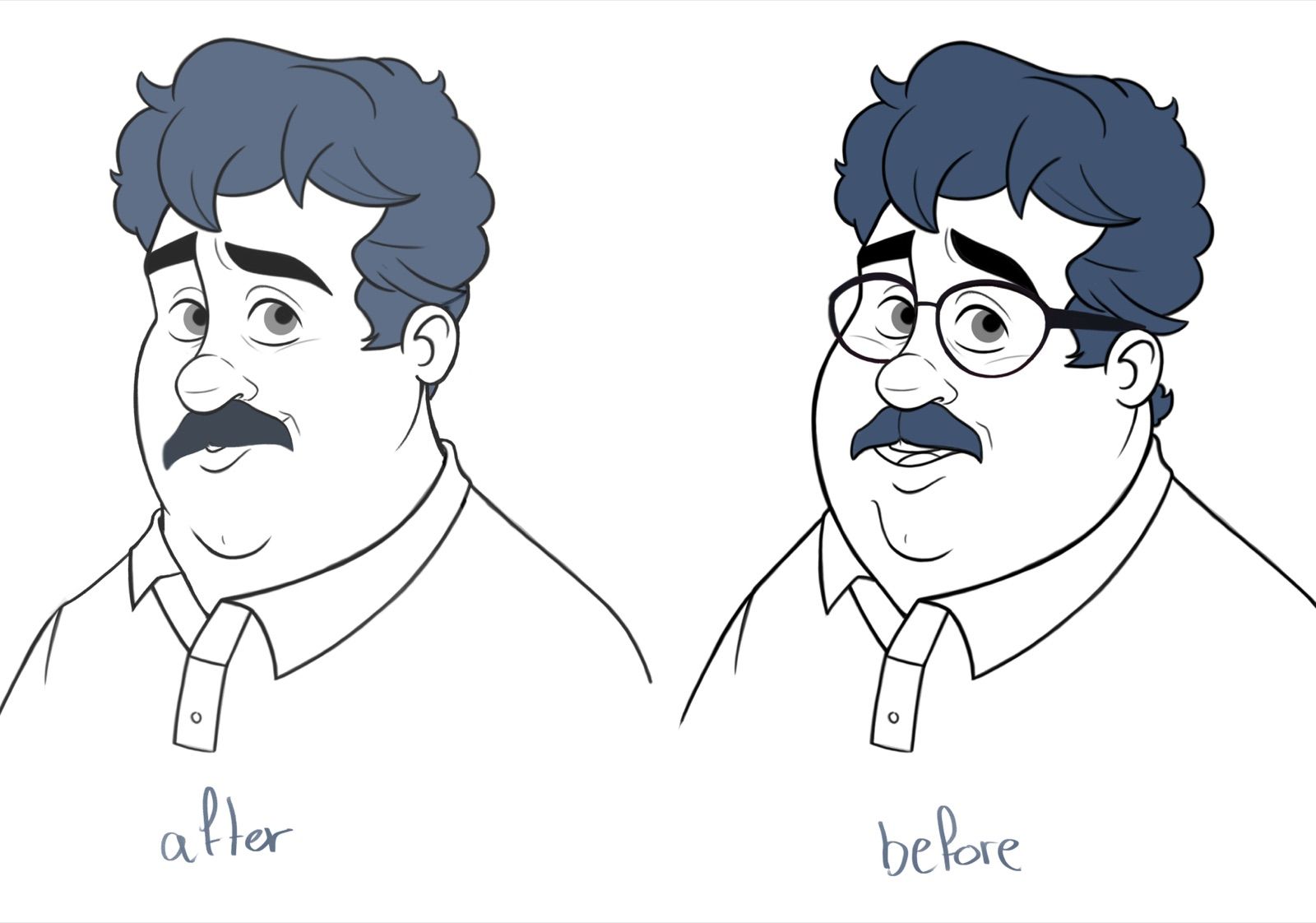 Cassbana character before and after refinement
