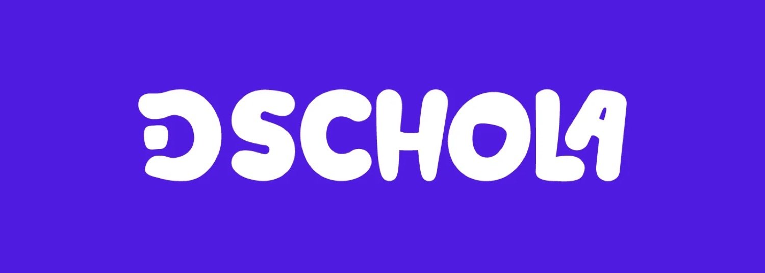 D-Schola wordmark in white on purple