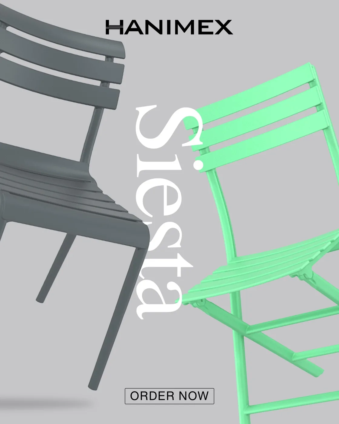 Hanimex Siesta folding chairs in graphite and green