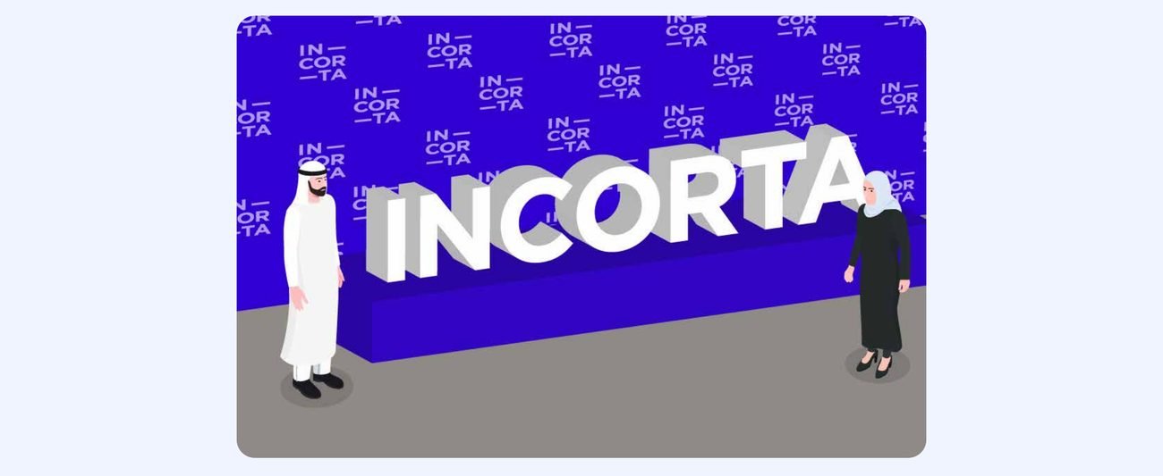 Giant three-dimensional INCORTA letters sculpture as an event photo opportunity
