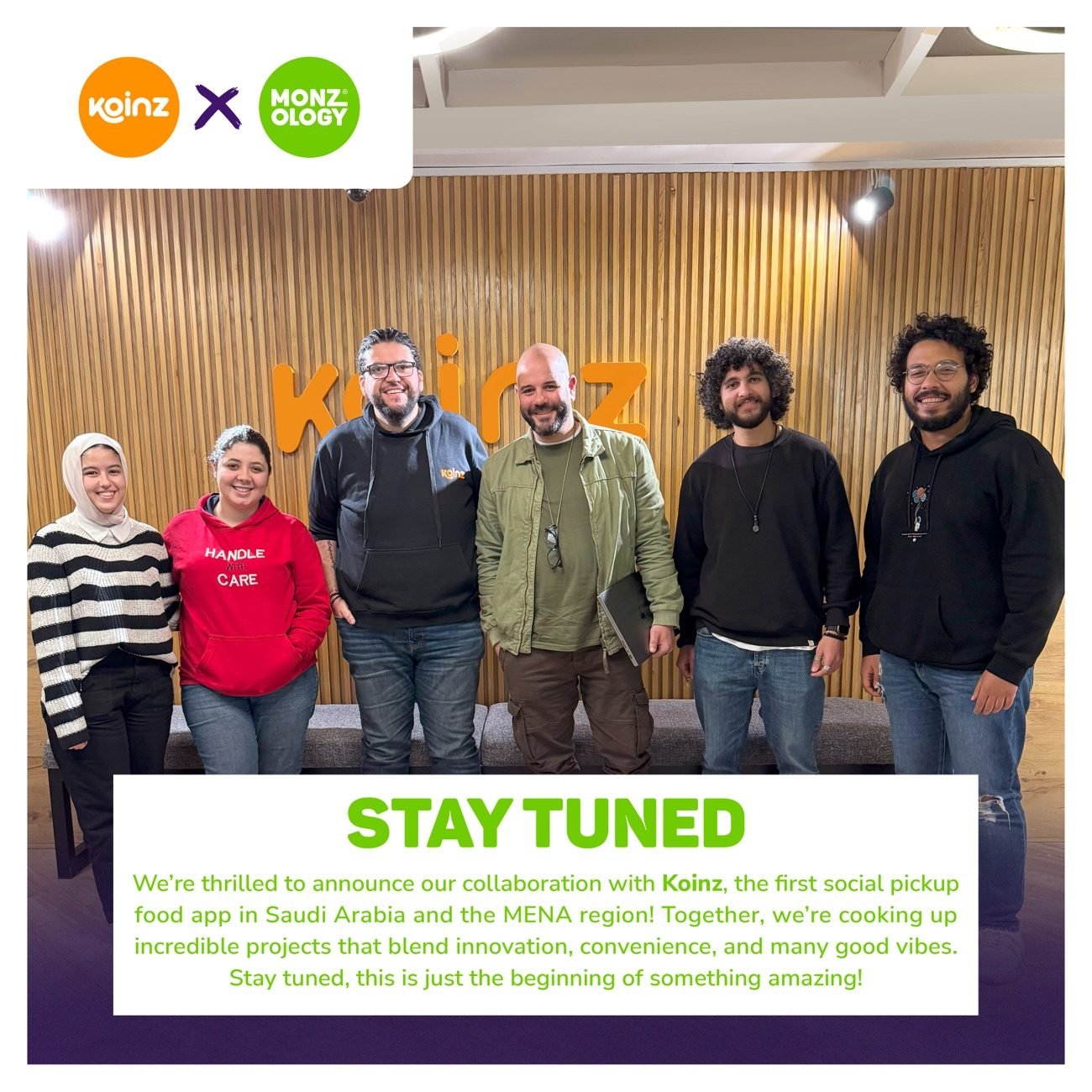 The Koinz and Monzology teams together at the Koinz office