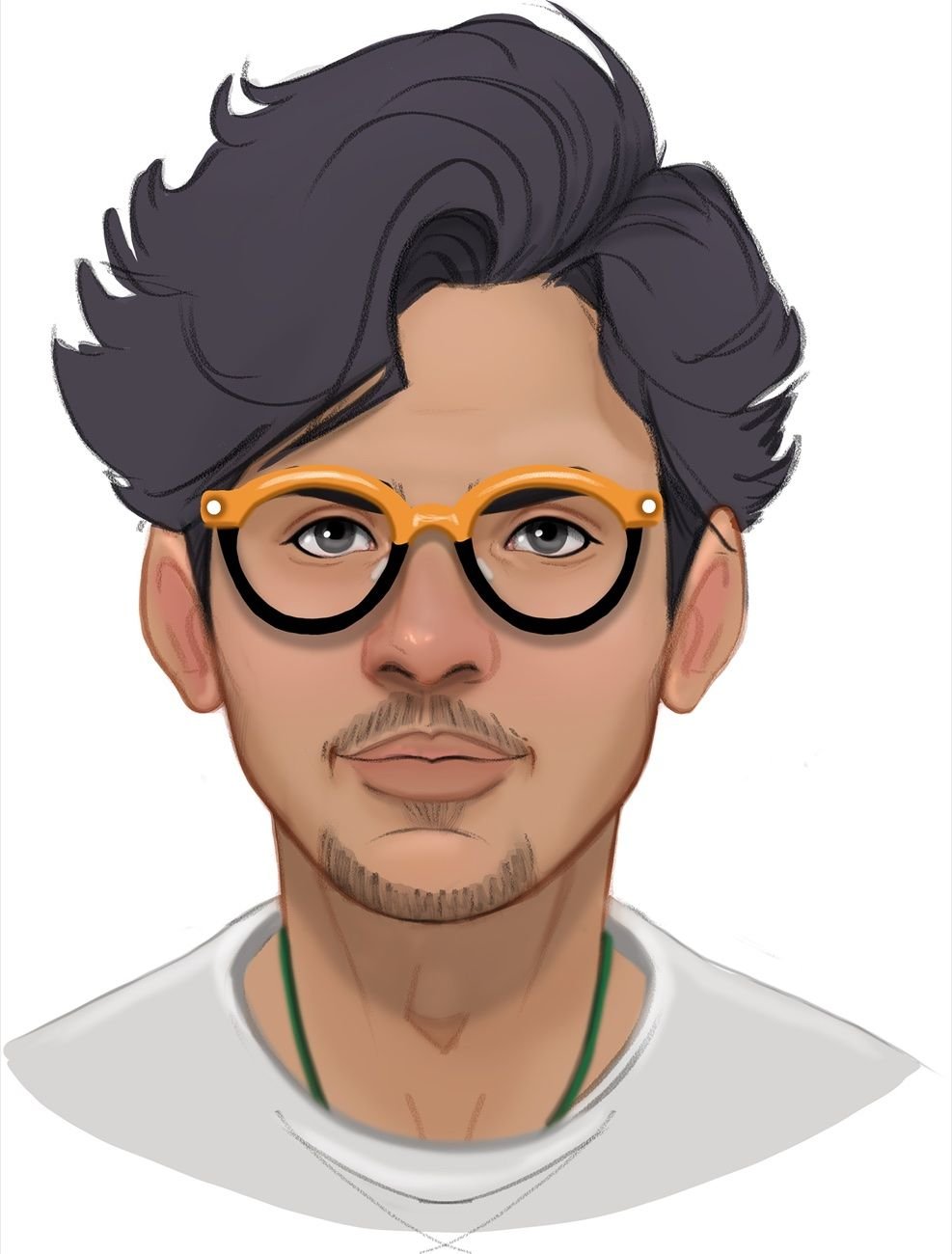 Yazeed — the final illustrated persona for Koinz, a young Saudi man with orange glasses