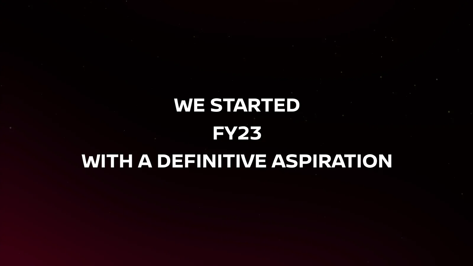 Title card: We started FY23 with a definitive aspiration
