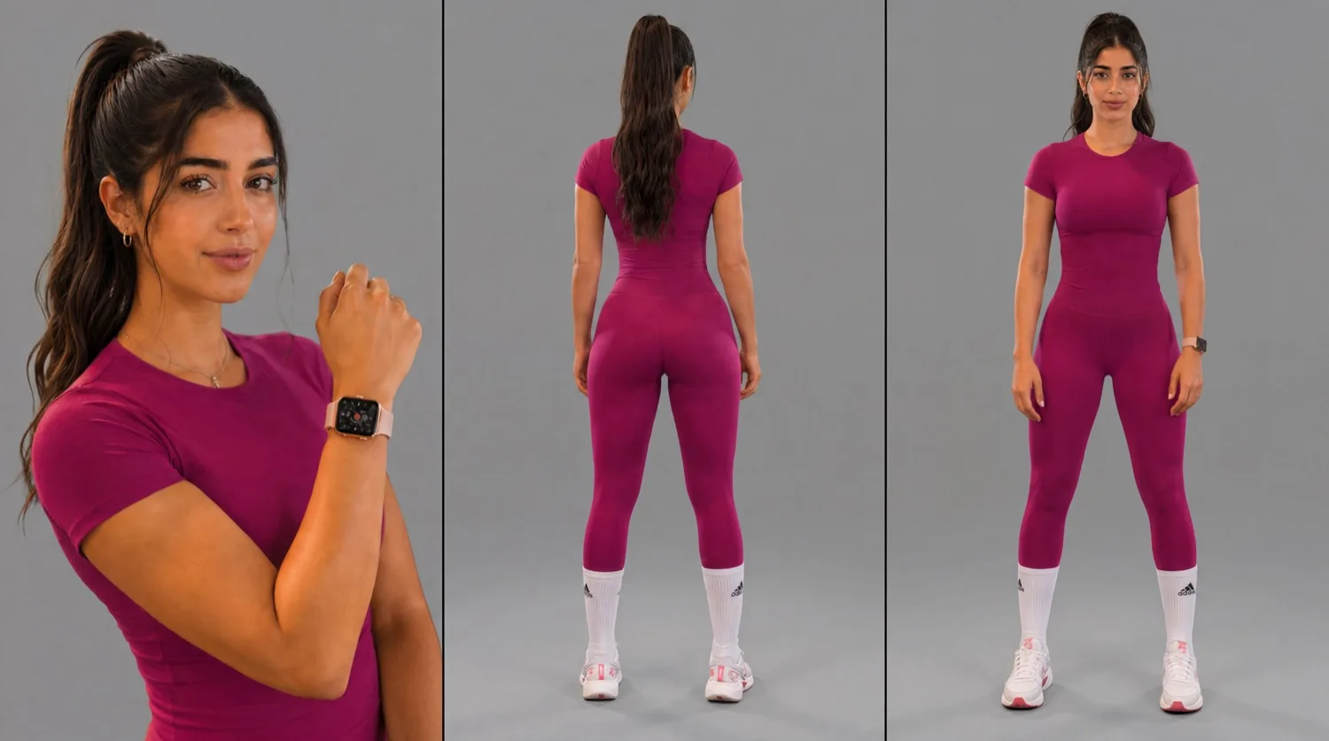 Jana character model sheet — activewear