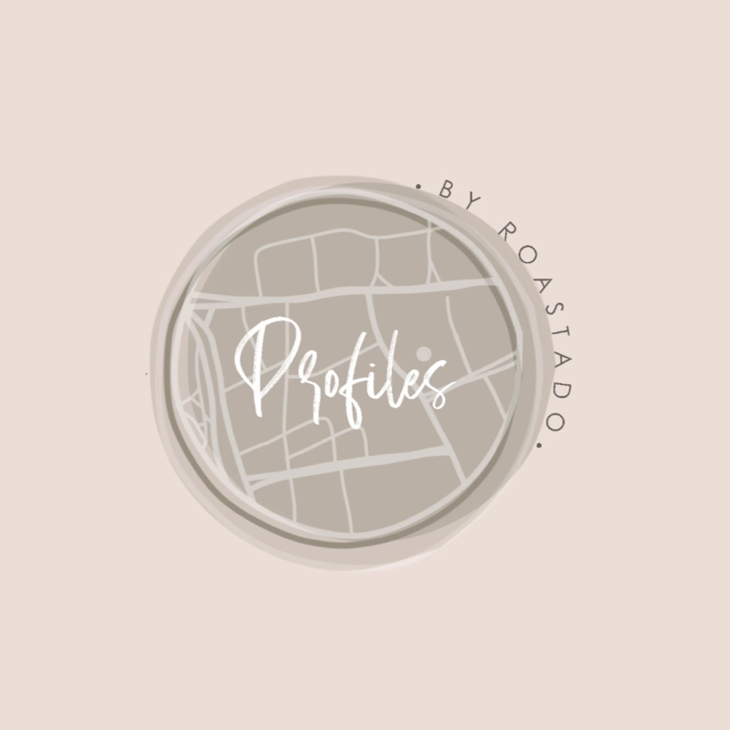 profiles by Roastado globe monogram embossed on cream