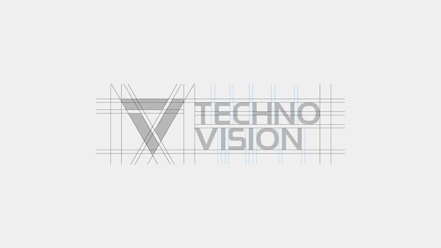 Techno Vision wordmark construction on a grid