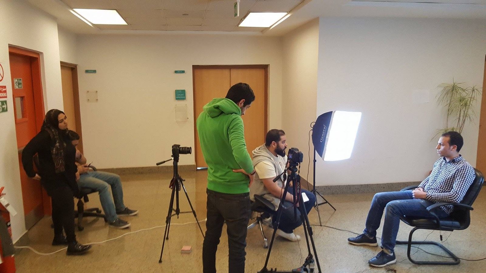 Behind the scenes — the Monzology crew filming the documentary interviews at Zewail City